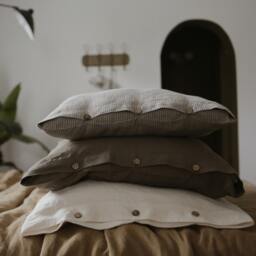 Linen Pillow Cover With Buttons, Softened Linen, Natural Pillow, Decorative Throw Mothers Day, Handmade - thumbnail 2