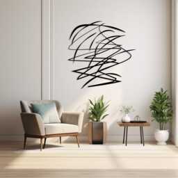 Abstract Metal Wall Art, Modern Black Line Sculpture, Minimalist Decor - thumbnail 2