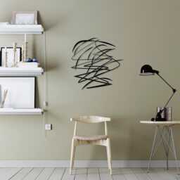 Abstract Metal Wall Art, Modern Black Line Sculpture, Minimalist Decor - thumbnail 4