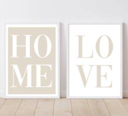 Set Of 2 Home Prints, Home Wall Art, Beige Prints, Neutral Prints, Love Print, Neutral Art, Beige Art, Home Sweet Print - thumbnail 1