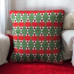Hand Stitched Needlepoint Cushion Red & Green Bargello Pillow - thumbnail 4