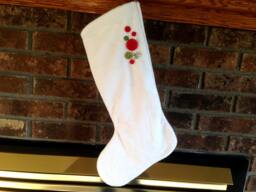 Chenille Christmas Stocking, Holiday Buttons, Mantle Decor