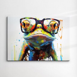 Fun & Unique Frog With Glasses Abstract Modern Painting Wall Art, Framed Canvas Poster Print, Home Kitchen Office Room Decor, Gifts - thumbnail 3