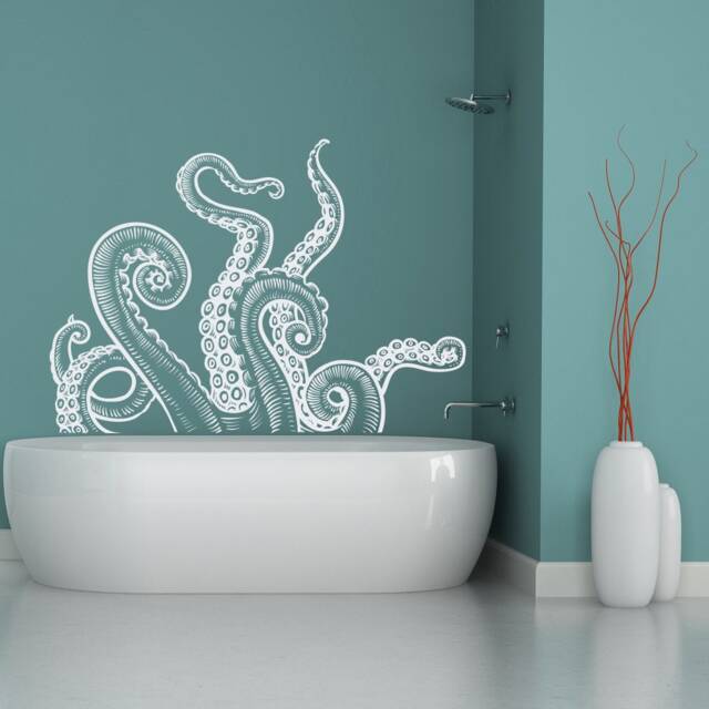 Large Octopus Wall Decal Kraken Tentacle Sea Animal Sticker, Marine Life Decor #236 - image 1