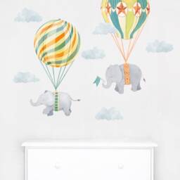Up, Up & Away Hot Air Balloon Elephants - Neutral Peel-And-stick Wall Decals Mej - thumbnail 3