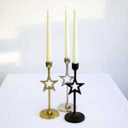 Christmas Tree Or Star Taper Candle Holder Set Holiday Home Decor - thumbnail 3