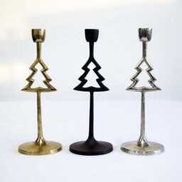 Christmas Tree Or Star Taper Candle Holder Set Holiday Home Decor - thumbnail 2