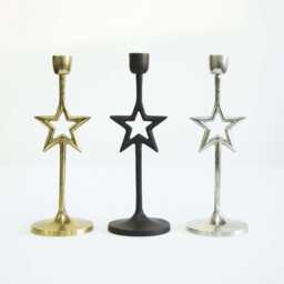 Christmas Tree Or Star Taper Candle Holder Set Holiday Home Decor - thumbnail 1