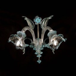 Ca' Venier Wall Lamp 2 Lights Wall in Artistic Murano Glass With Leaves & Flowers - thumbnail 4