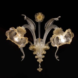 Ca' Venier Wall Lamp 2 Lights Wall in Artistic Murano Glass With Leaves & Flowers - thumbnail 3