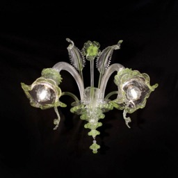 Ca' Venier Wall Lamp 2 Lights Wall in Artistic Murano Glass With Leaves & Flowers - thumbnail 2