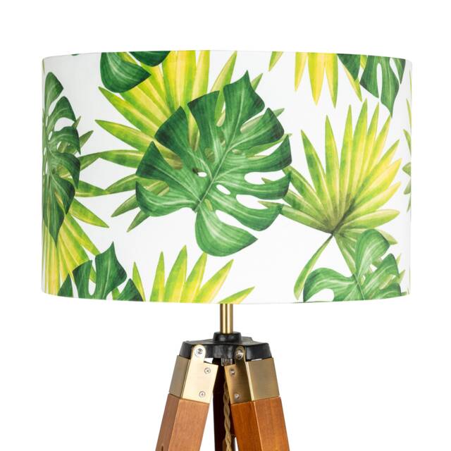 Tropical Leaves Lamp Shade - Handmade Botanical Green Exotic Palms Cheese Plant Drum Lampshade 25cm 30cm 35cm 40cm 45cm - image 1
