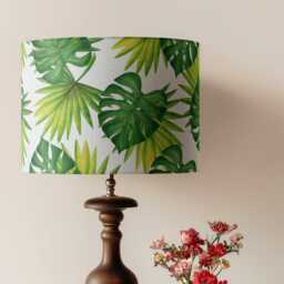 Tropical Leaves Lamp Shade - Handmade Botanical Green Exotic Palms Cheese Plant Drum Lampshade 25cm 30cm 35cm 40cm 45cm - thumbnail 3