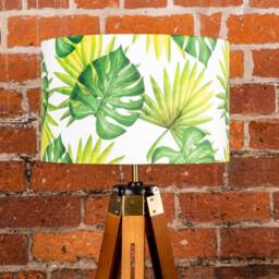 Tropical Leaves Lamp Shade - Handmade Botanical Green Exotic Palms Cheese Plant Drum Lampshade 25cm 30cm 35cm 40cm 45cm - thumbnail 2