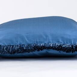 Blue Silk Pillow Cover With Fringe Trim, Luxury Design - thumbnail 2