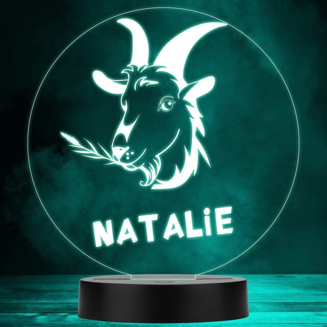 Goat With Wheat Colour Changing Personalised Gift Led Lamp Night Light - Bedroom - image 1