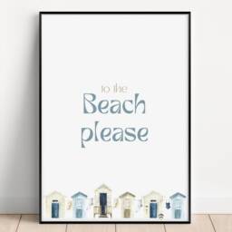 To The Beach Please Print, Neutral Huts, Coastal Home Decor - thumbnail 3