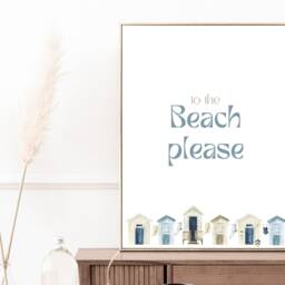 To The Beach Please Print, Neutral Huts, Coastal Home Decor - thumbnail 2
