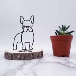 French Bulldog Wire Sculpture, Personalized Dog Memorial, Desk Decor - thumbnail 2