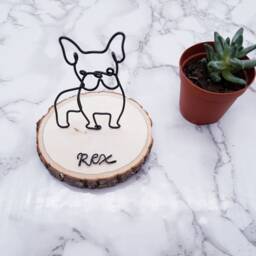 French Bulldog Wire Sculpture, Personalized Dog Memorial, Desk Decor - thumbnail 3