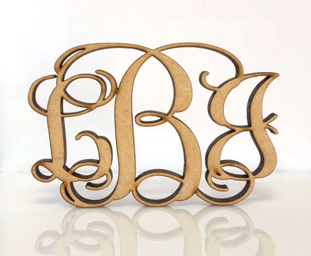 Wwd Monogram Cursive Wood Monogram Custom Mdf Letters For Wall Decor by Etsy ...