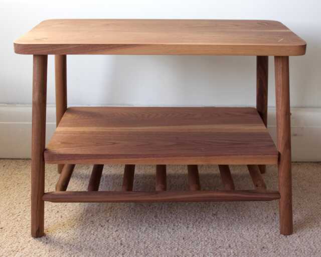 Handmade Solid Walnut Side Table With Dowel Shelf - image 1