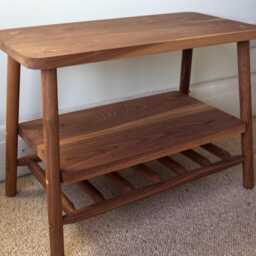 Handmade Solid Walnut Side Table With Dowel Shelf - thumbnail 2