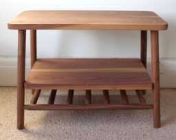 Handmade Solid Walnut Side Table With Dowel Shelf - thumbnail 1