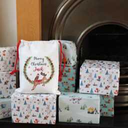 Reindeer Santa Sack, Personalised Bag , Reindeer Gifts Christmas Stocking, Eve Bag, Toy Sack - thumbnail 4