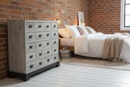 18 Drawer Apothecary Cabinet -Rustic Wood Storage Organiser H80cm W87 -Vintage Industrial-Office Hallway Lounge Furniture - Chest Of Drawers