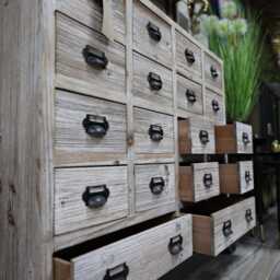 18 Drawer Apothecary Cabinet -Rustic Wood Storage Organiser H80cm W87 -Vintage Industrial-Office Hallway Lounge Furniture - Chest Of Drawers - thumbnail 3