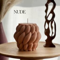 Large Knitted Soy Candle Twisted Rope Coffee Table Decor - thumbnail 3