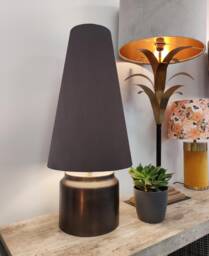 Charcoal Grey Extra Tall Cone Lampshade in Velvet, 50cm Height
