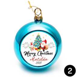 Personalised Christmas Bauble - Custom Name & Year Ornament 10 Designs, 5 Colours - thumbnail 2