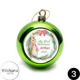 Personalised Christmas Bauble - Custom Name & Year Ornament 10 Designs, 5 Colours - thumbnail 3