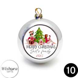 Personalised Christmas Bauble - Custom Name & Year Ornament 10 Designs, 5 Colours - thumbnail 4
