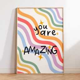 Rainbow Gallery Wall Prints - Kids Bedroom Posters Set Of 6 Positive Quotes Affirmations Playroom Nursery Print Toddler Children's - thumbnail 2