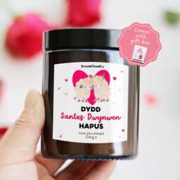 Dydd Santes Dwynwen Hapus St Dwynwen's Day Gift For Him Her Husband Wife - Welsh Valentines Personalized Candle With Sheep