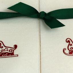 Embossed Sleigh Linen Guest Towels Christmas Holiday Decor - thumbnail 2