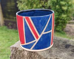 Handmade Ceramic Plant Pot, Red White Blue Ceramic Plant Pot, Union Jack Themed Planter, Houseplant Pot - thumbnail 1