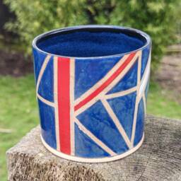 Handmade Ceramic Plant Pot, Red White Blue Ceramic Plant Pot, Union Jack Themed Planter, Houseplant Pot - thumbnail 3