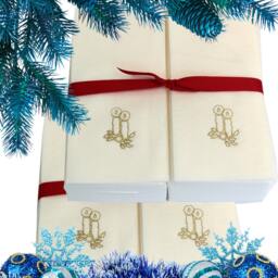 Embossed Candle Guest Hand Towels Nature's Linen Holiday Decor - thumbnail 2