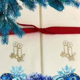 Embossed Candle Guest Hand Towels Nature's Linen Holiday Decor - thumbnail 3