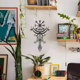 Viking Metal Decor, Vegvisir Wall Art, Runic Nordic Mythology Gifts For Him, Hangings - thumbnail 4