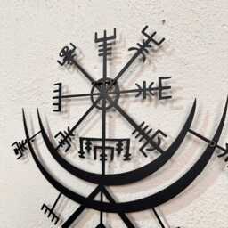 Viking Metal Decor, Vegvisir Wall Art, Runic Nordic Mythology Gifts For Him, Hangings - thumbnail 3