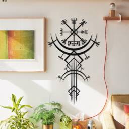 Viking Metal Decor, Vegvisir Wall Art, Runic Nordic Mythology Gifts For Him, Hangings