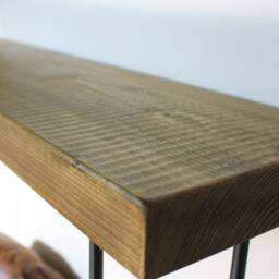 Rustic Console Table With Black Hairpin Legs, Side Solid Wood Oak Waxed Reclaimed Antique Wooden - thumbnail 3
