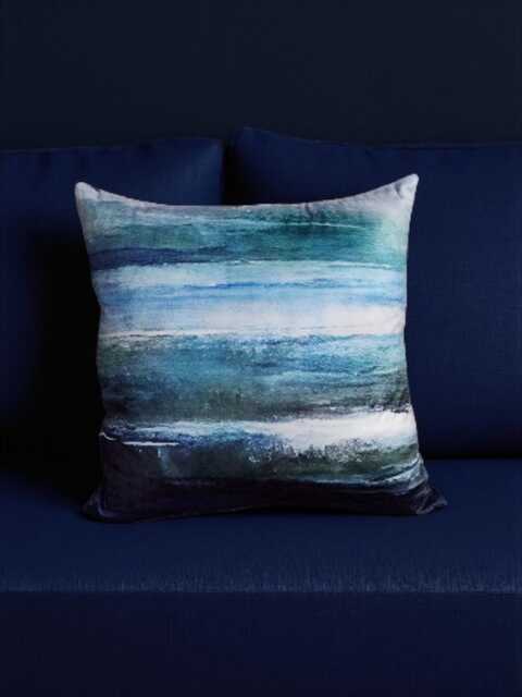 Seascape Abstract Ocean-Inspired Pillow Cover - Blue & Green Watercolor Design Coastal Home Decor Modern Throw - image 1