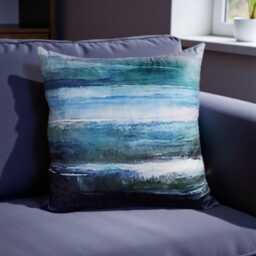 Seascape Abstract Ocean-Inspired Pillow Cover - Blue & Green Watercolor Design Coastal Home Decor Modern Throw - thumbnail 2