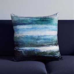 Seascape Abstract Ocean-Inspired Pillow Cover - Blue & Green Watercolor Design Coastal Home Decor Modern Throw - thumbnail 3